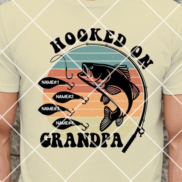 Reel cool Grandpa svg png, Father's Day svg png dxf shirt, hooked on Grandpa fishing svg png, custom Grandpa fisherman svg png shirts