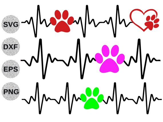 Download Heartbeat Paw Print Svg Dxf Ekg Paw Print Svg Dxf Dog Mom Etsy