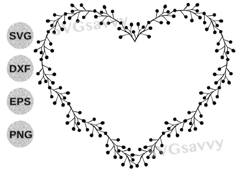 Download Heart wreath svg heart frame svg heart wreath dfxheart | Etsy