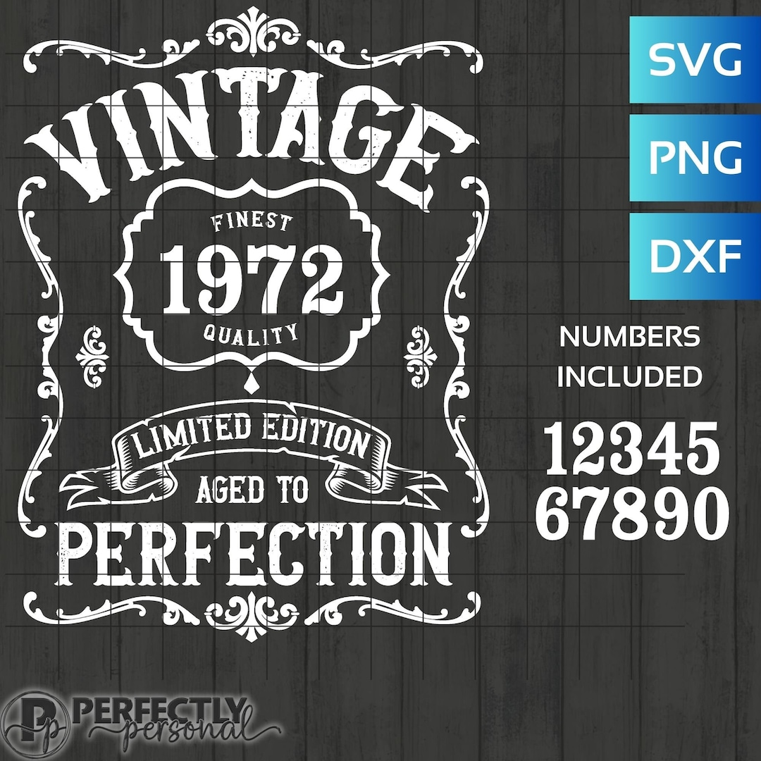 Aged to Perfection Vintage SVG PNG | Custom Birth Year Whiskey Label