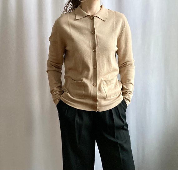 Collar Natural Tan Cardigan - Etsy