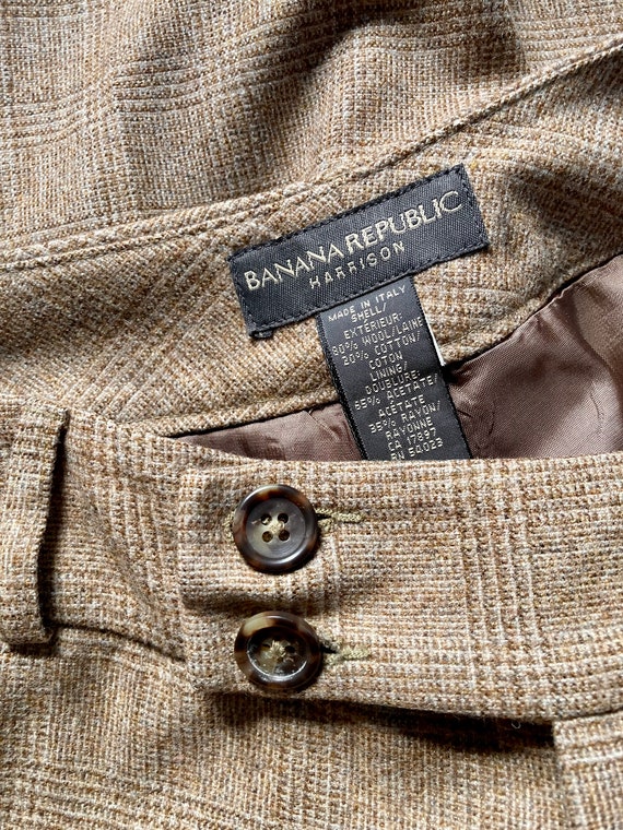 Plaid wool trousers, vintage wool pants, low rise Y2K, wide leg pant, Banana Republic, dark academia minimalist clothing womens size 6 small