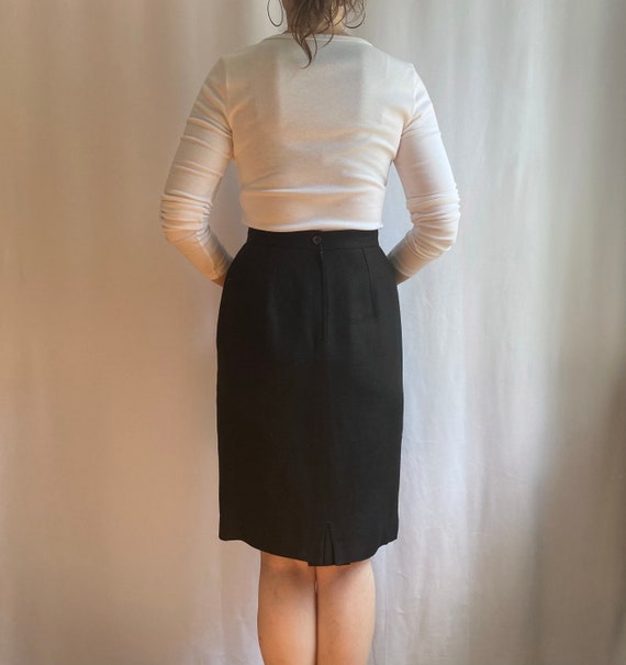 Black linen skirt, high waisted skirt, vintage pe… - image 3