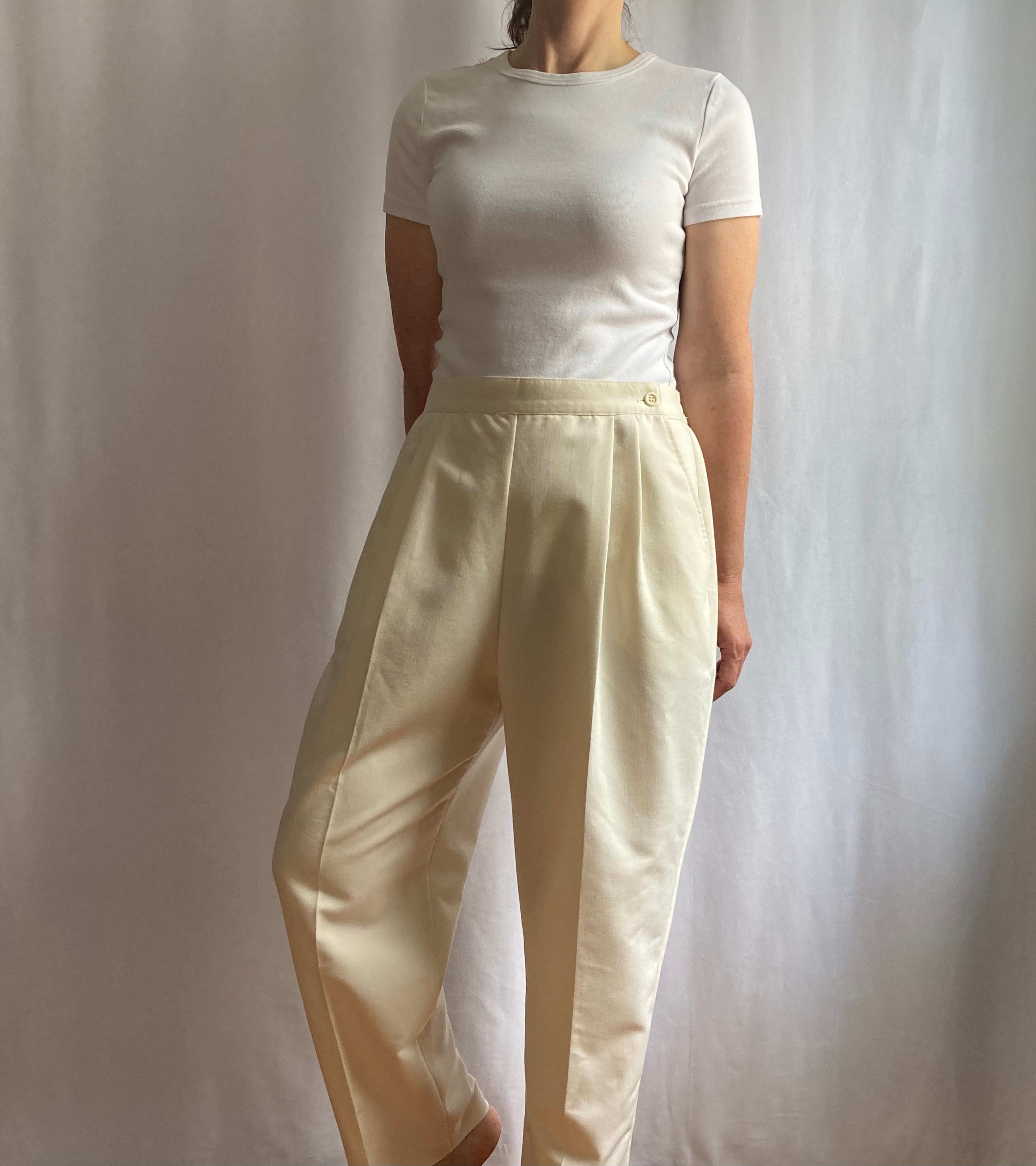 Cropped high waisted trousers vintage 90s pleated pants | Etsy