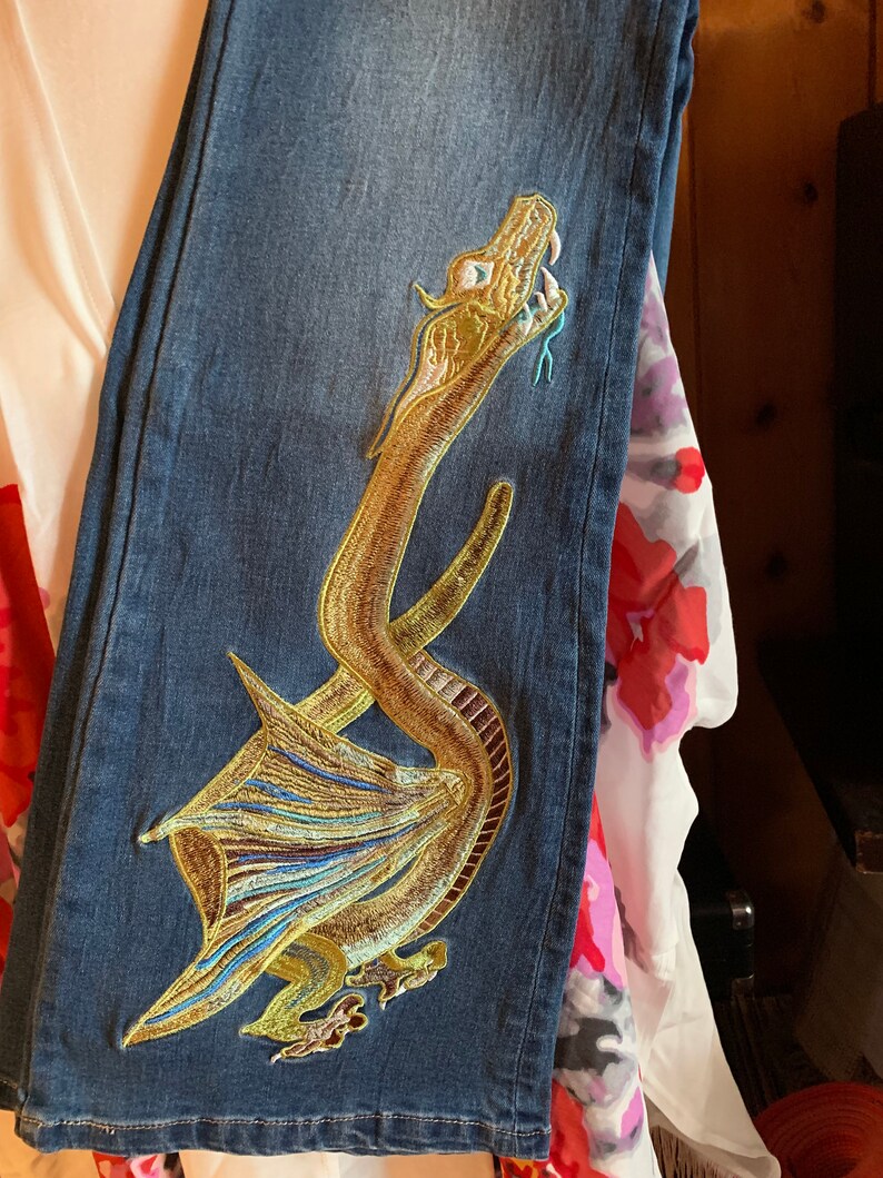 stretch embroidered jeans