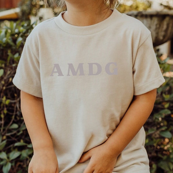 AMDG Toddler Tshirt - Ad Majorem Dei Gloriam Shirt - Catholic Gift 2T-5T Natural and Black