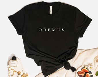 Oremus - Preghiamo Latino Cattolica T-shirt Unisex Nero, Abbigliamento Cattolico, T-Shirt Oremus