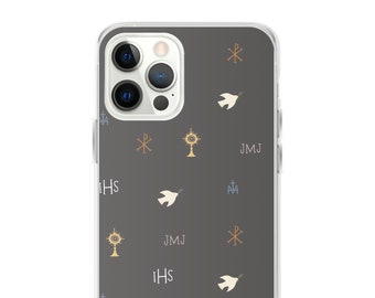 Custodia trasparente per iPhone con motivo Pax in grigio - iPhone X e successivi, 11 12 13 14 mini Plus Pro Max SE