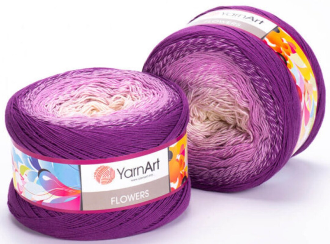 Purple White Yarn Art Flower Yarn 290 Etsy