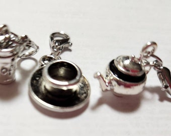 Silver Coffee Lover Stitch Markers -Knitting and Crochet Progress Keepers