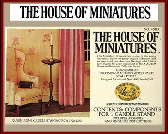 House of Miniatures Furniture Kit #40013 X-Acto Queen Anne Candle Stand XActo Dollhouse Mini Miniature Miniture 40013 Open Box