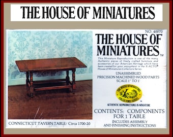 House of Miniatures Furniture Kit #40070 X-Acto Connecticut Tavern Table XActo Dollhouse Mini Miniature Miniture 40070 Sealed Box