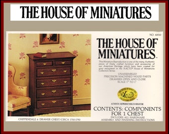 House of Miniatures Furniture Kit #40010 X-Acto Chippendale Six Drawer Chest XActo Dollhouse Mini Miniature Miniture 40010 Open Box