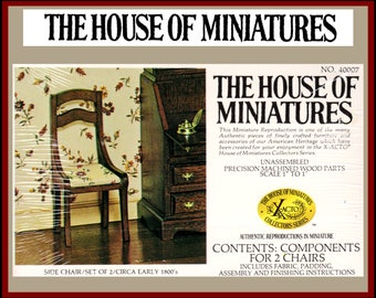 House of Miniatures Furniture Kit #40007 X-Acto Hepplewhite Side Chairs (2) XActo Dollhouse Mini Miniature Miniture 40007 Open Box