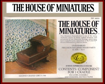 House of Miniatures Furniture Kit #40035 X-Acto Hooded Cradle XActo Dollhouse Mini Miniature Miniture 40035 No Box
