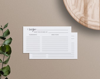 Recipe Card, Printable Recipe Cards, DIY Recipe Cards, Bridal Shower Recipe Cards
