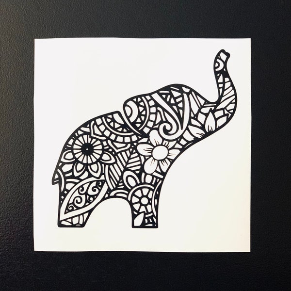 Mandala Baby Elephant Decal, Mandala Vinyl Decal, Baby Elephant Decal