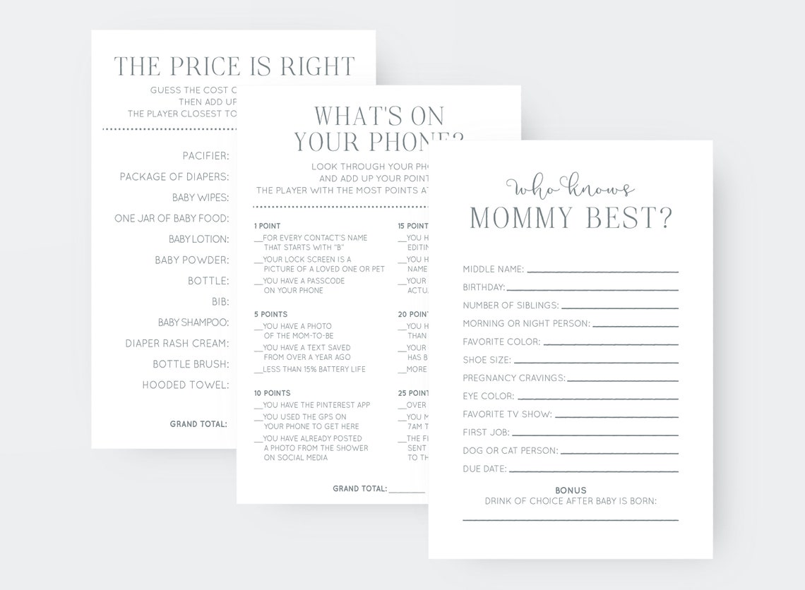 Printable Baby Shower Games Gender Neutral Baby Shower Set | Etsy