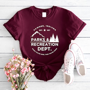 Parks and Recreation Shirt, Pawnee Parks Department Shirt, Maroon