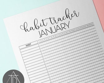 Habit Tracker, Planner or Bullet Journal Printable Insert