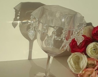 Glass (76B) Cover, Drink Protector Cover, Wine Glass Cover, Vintage Inspired, Jug Cover, Doily cover