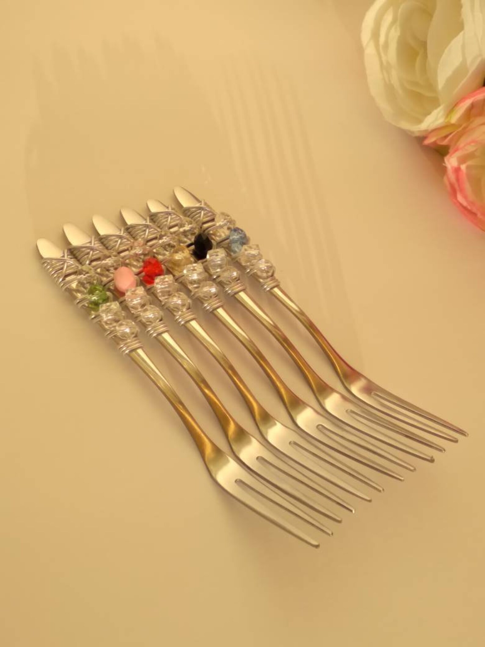Beaded Appetizer Mini Forks Etsy