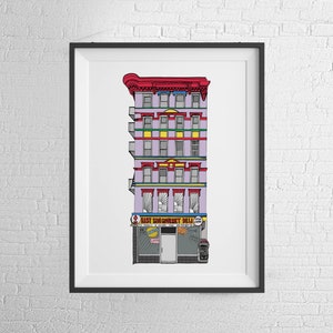 Colorful New York City Art Print. East Village Bodega Building City Illustration Wall Art Print