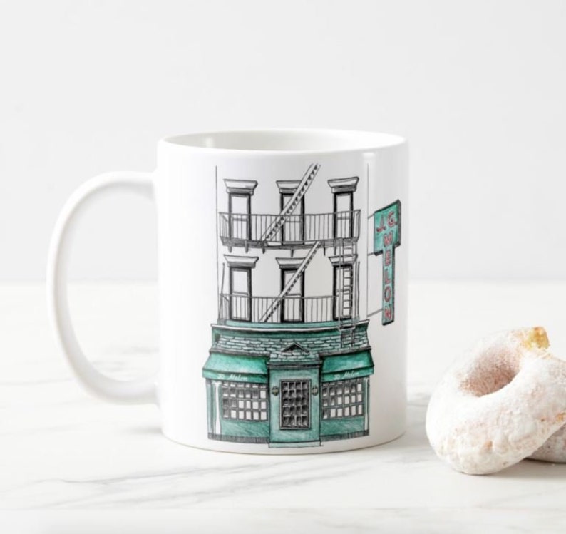 NYC MUG JG Melon Restaurant Illustration Art Upper East Side Ceramic
