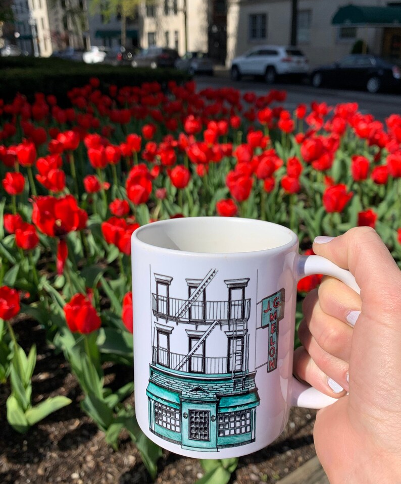 NYC MUG JG Melon Restaurant Illustration Art Upper East Side Ceramic