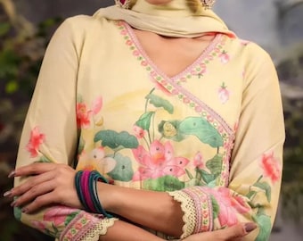 Cotton Angrakha Kurta Set: Mulmul Ethnic Outfit with Pants