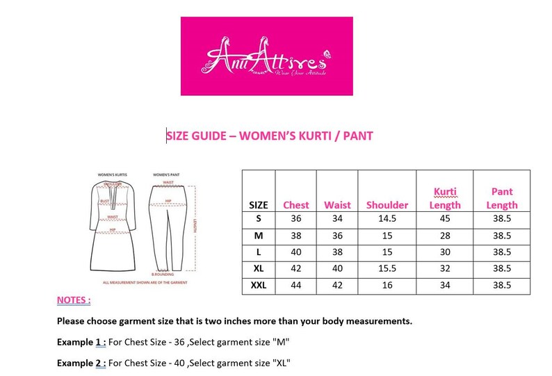 Reyon Kurta Pant Set Indian Cotton Kurti Palazzo Set Womens Casual Wear