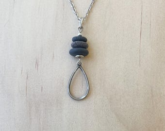 Lake Superior Stone Necklace | Teardrop Charm