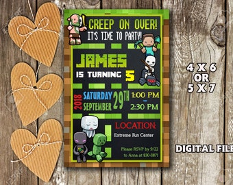 minecraft invitation etsy