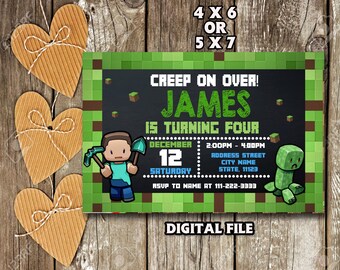 minecraft invitation etsy