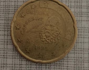1999年スペイン20ユーロセント硬貨 - 希少なヨーロッパ通貨