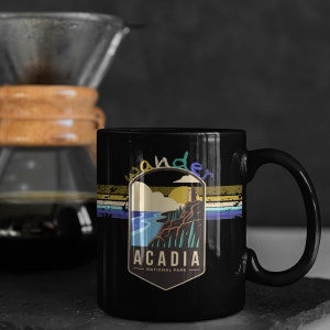Acadia National Park Mug - Maine Black Coffee Mug 15oz