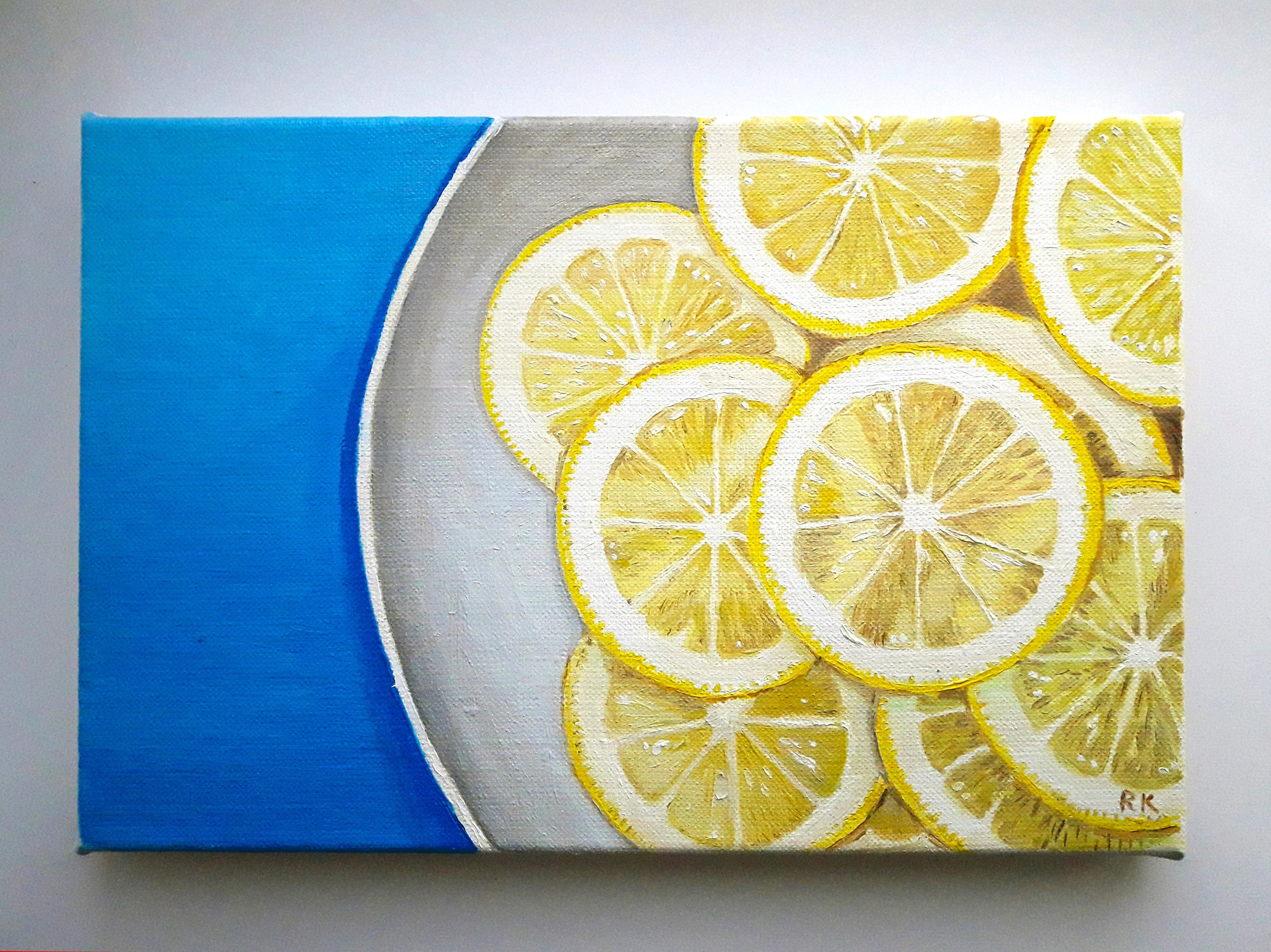 Lemon Painting Fruits Original Art Citrus Artwork on Canvas Etsy