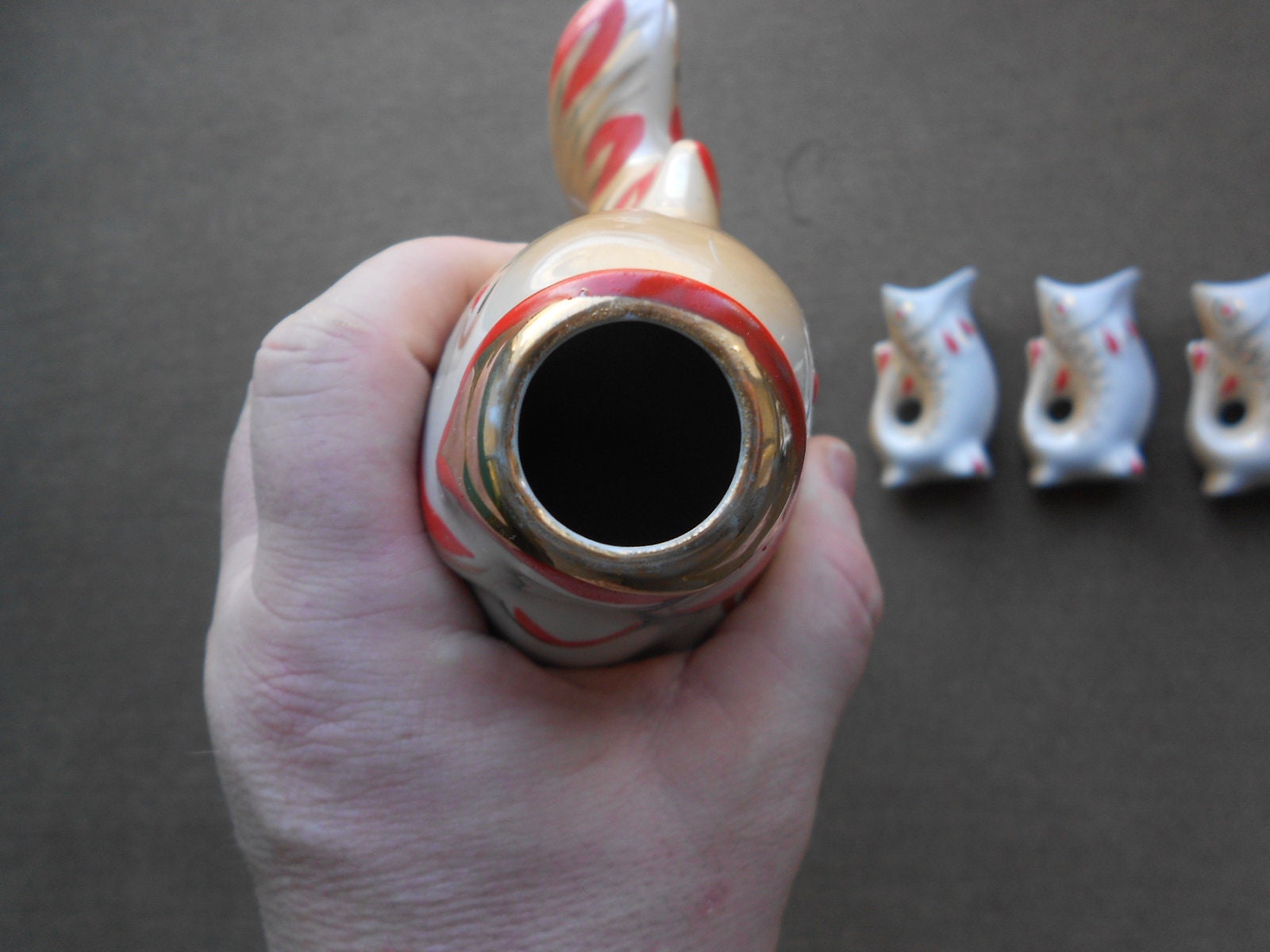 FISH DECANTER With 6 Shot Glasses Pitcher Carafe Jug / Vintage