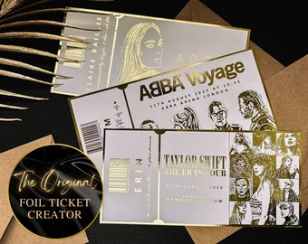 Personalised Foiled Fake Ticket for Surprise Concert, Gig or Comedy Theater Show Gift or Holiday Reveal with Fake Plane Ticket