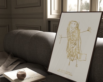 Your Child's Drawing in Foil, Print of Children's Artwork or Handwriting Father's Day Gift, Personalised Kid's Art for Grandparents or Dad