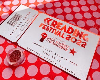 Surprise Festival Tickets Reveal, Personalised Foil Tickets for Music Concert for Boyfriend, Event Birthday Gift for Best Friend