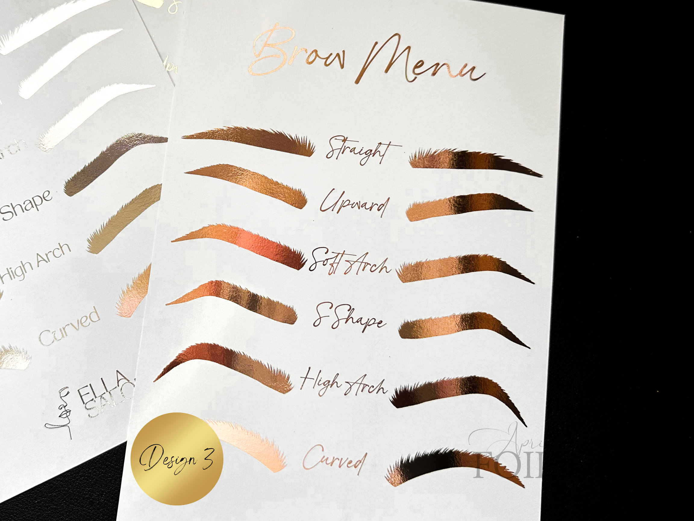 Brow Shape Guide Foil Print Chart for Salon Clients, Business Branding ...