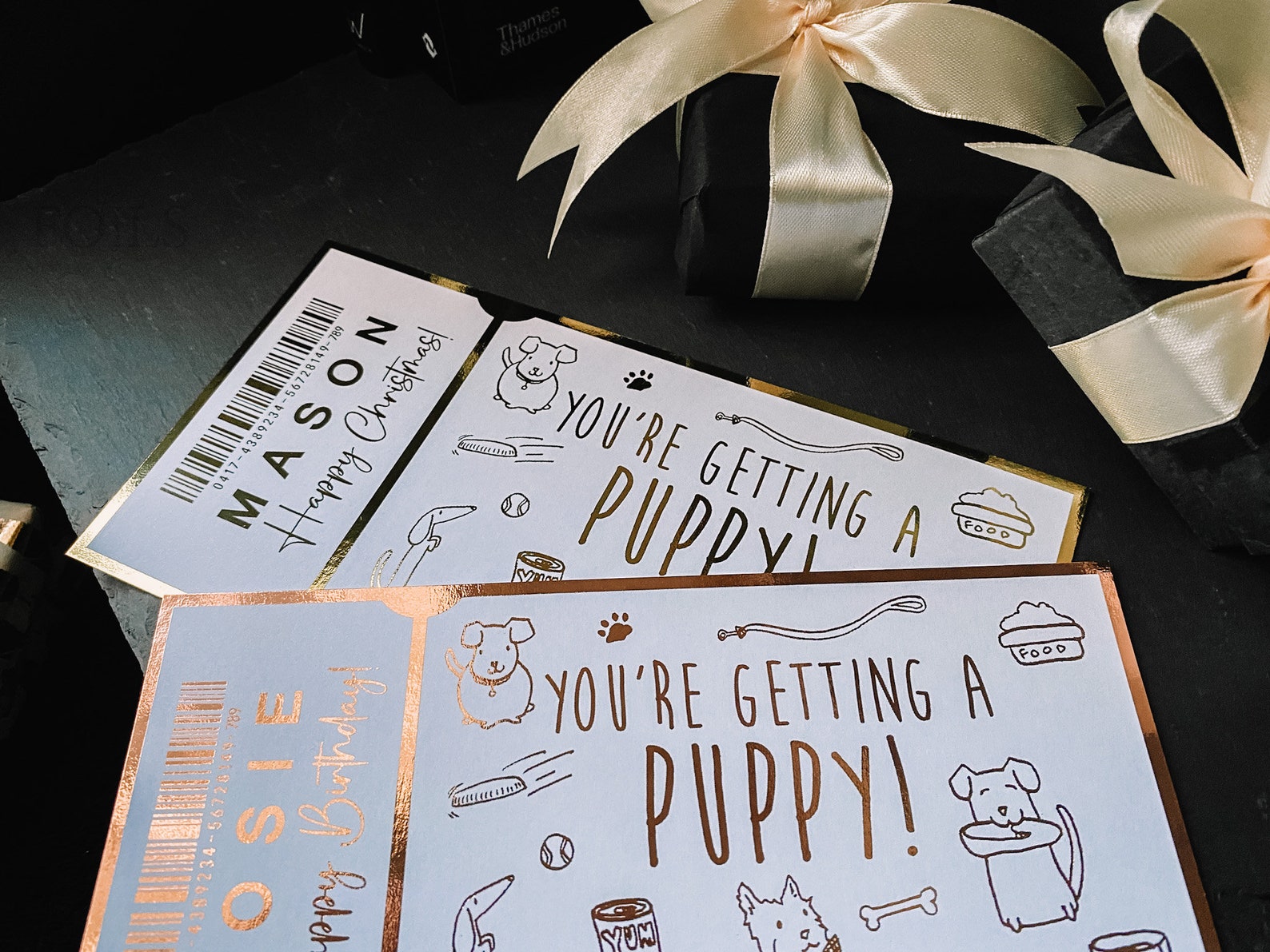 Dog Ticket Vip You're Getting a Puppy, New Dog Reveal Personalised Foiled Ticket for ...
