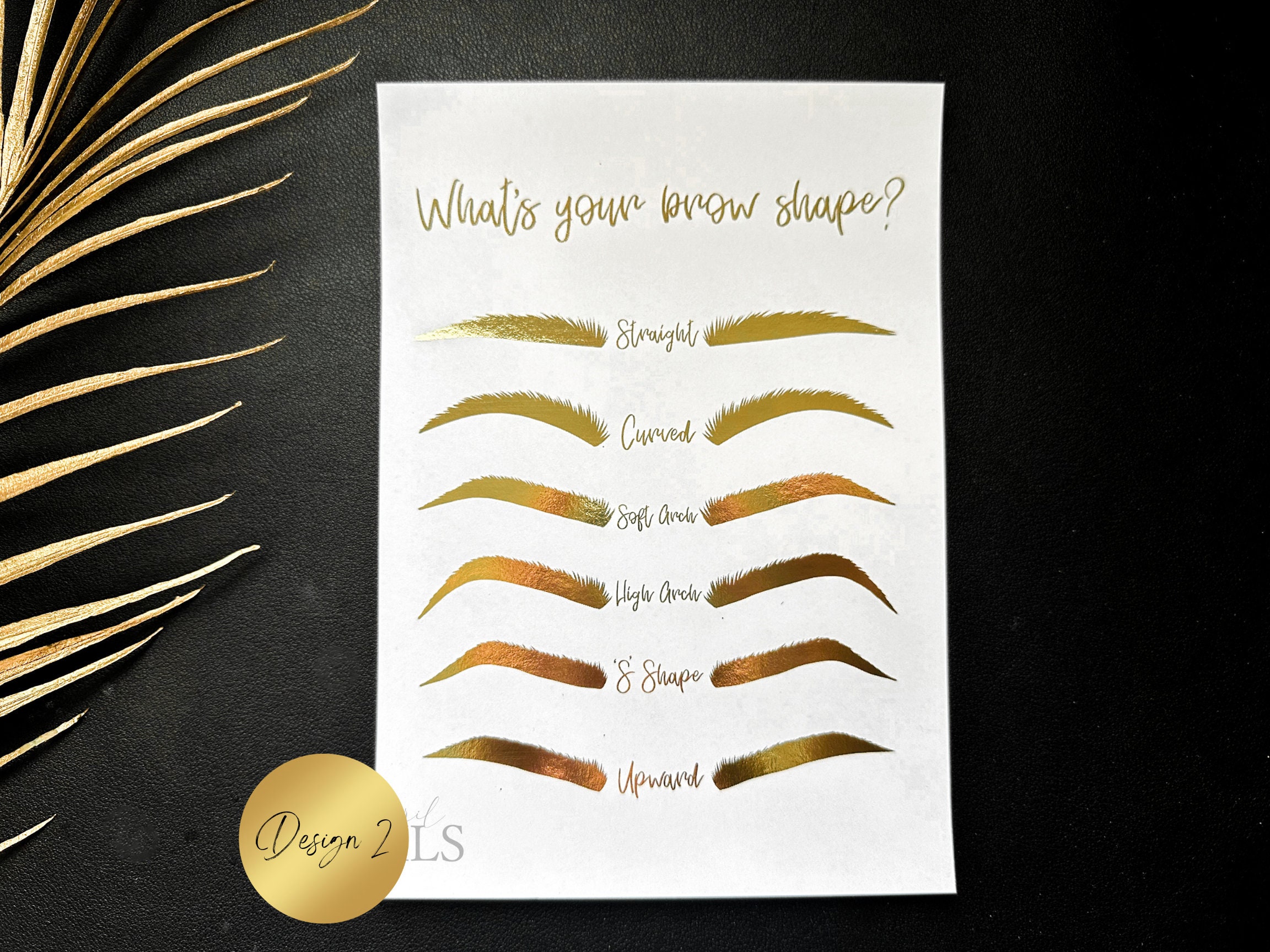 Brow Shape Guide Foil Print Chart for Salon Clients, Business Branding ...
