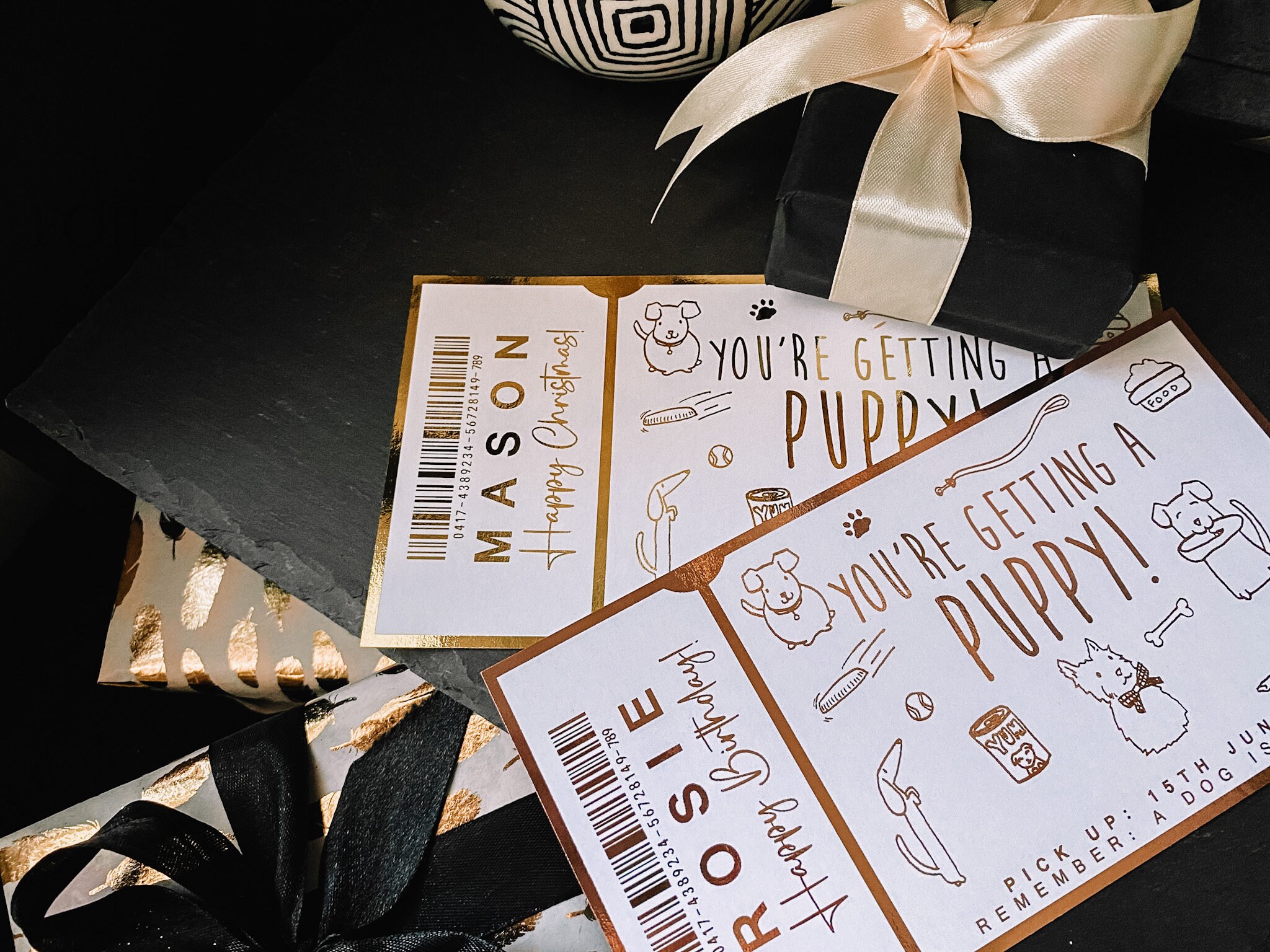 You're Getting a Puppy, New Dog Reveal Personalised Foiled Ticket for ...