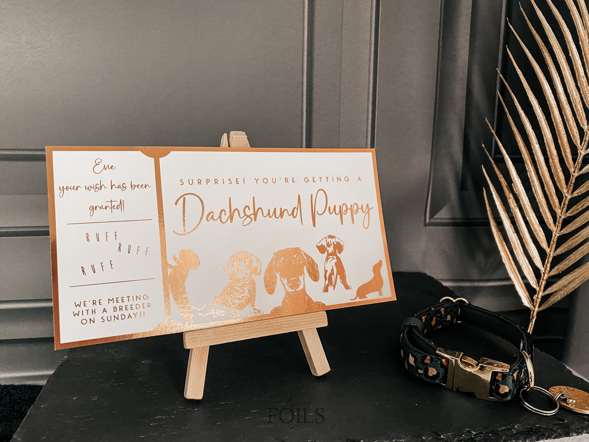 Dog Ticket Vip New Puppy or Dog Reveal Personalised Foiled Ticket for Surprise Gift ...