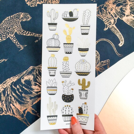 Foil Cactus Stickers Special Present For Handmade Journal Gift Etsy