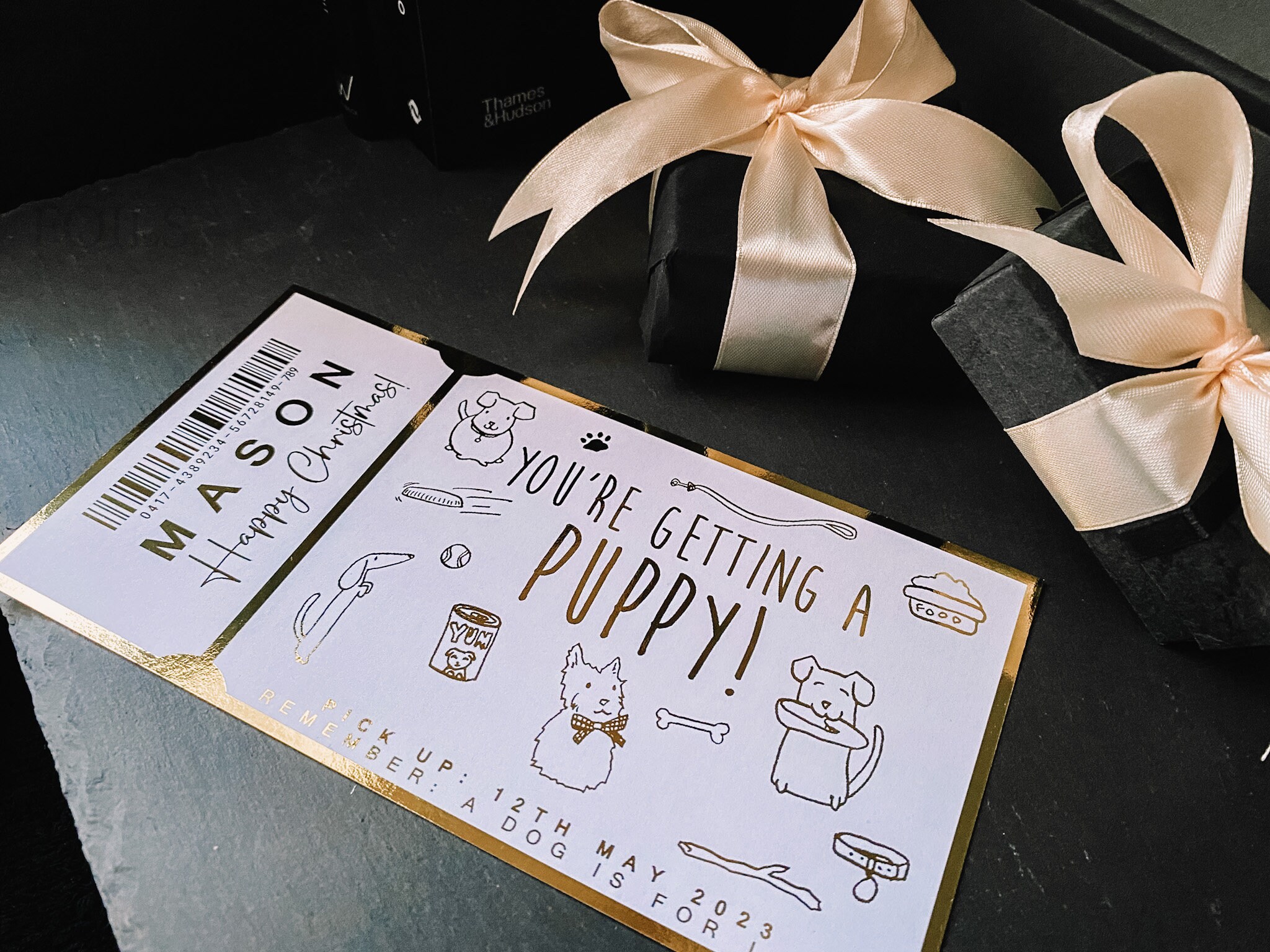 Dog Ticket Vip You're Getting a Puppy, New Dog Reveal Personalised Foiled Ticket for ...