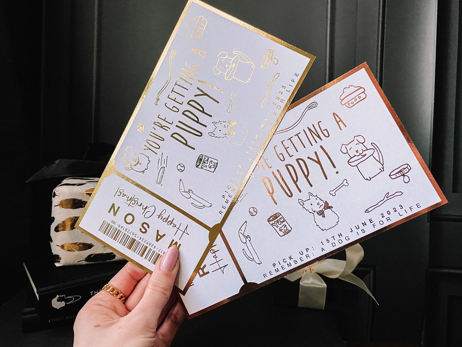 You're Getting a Puppy, New Dog Reveal Personalised Foiled Ticket for ...