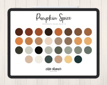 Paleta de cores Procreate de especiarias de abóbora | Paleta de cores de outono | Download instantâneo